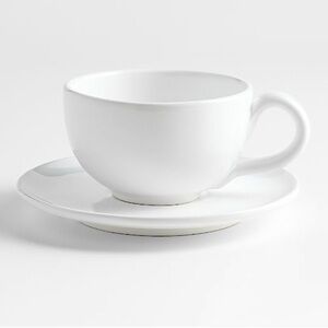 New! Crate&Barrel 🇮🇹🍋✨Sorrento 13.5-oz. White Cappuccino Cup and Saucer LIMITED